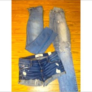 Denim Lot!  2 jeans and 1 shorts!  Hollister and KanCan!